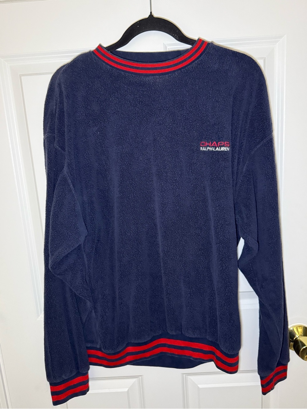Ralph Lauren Navy Crewneck Sweater with Red Trim